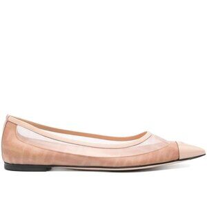 FENDI Colibri Ballerina FF Logo Mesh Pointed Cap Toe Ballet Flats Shoes